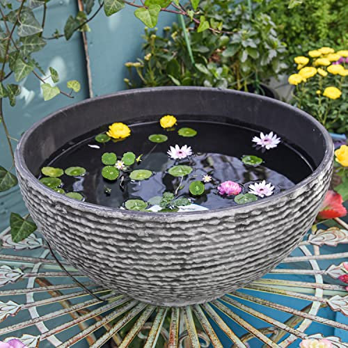 Fioriera idroponica grande per piante grasse diametro 39,6 cm contenitore per ninfea in resina con struttura in marmo mini fontana per pesci funzionale e vasca per uccelli per decorazioni da giardino
