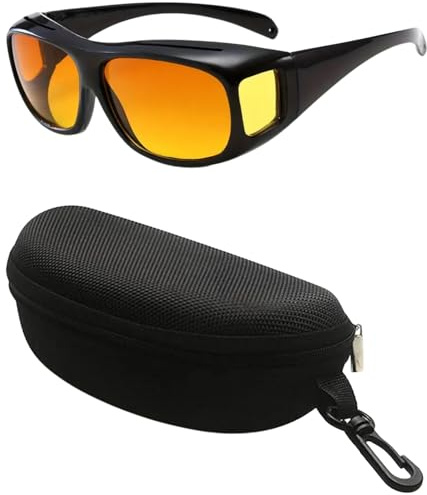 Boolavard Lunettes de Conduite de Nuit | Protection UV400, Antireflet, Teinte Jaune | Lunettes de Soleil de Conduite avec étui | Convient pour la Pêche et le Golf | Hommes et Femmes (Jaune)