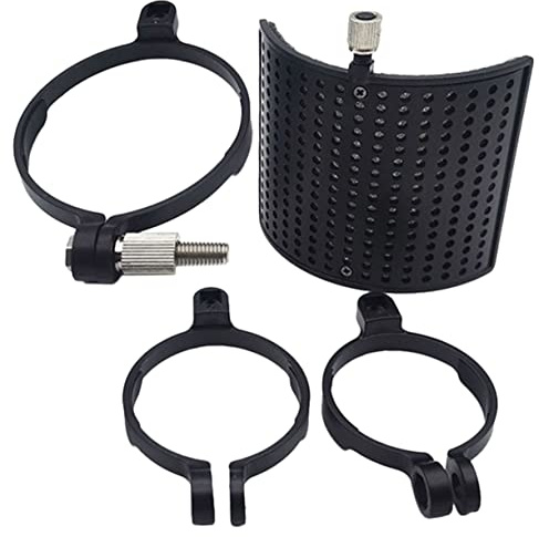 U-förmiger Mikrofon Popfilter mit Clip für Tisch und Bodenständer | 1 Satz, Schallabsorbierende Abdeckung, Metall und Abs, Schwarz, Passend für Mikrofone, Leicht zu Montieren