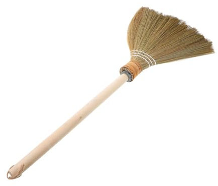 DEARMAMY Vietnamesischer Maisbesen Aus Handgewobenem Naturmaterial Abnehmbar Holzstiel Weiche Borsten Kehrbesen Für Innenhof Garage Wohnzimmer Reinigung