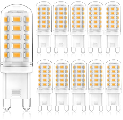 Eco.Luma G9 LED Lampen Warmweiß 2700K, 3W, 520LM, Ersatz für 50W Halogenlampe, Nicht dimmbar LED Leuchtmittel, Kein Flimmern, 360° Abstrahlwinkel, AC 220-240V, Energiesparende Glühbirne, 10er Pack