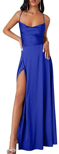 nicticsi Robes d'Été pour Femmes Robe en Satin sans Manches Dos Nu Fendue Sexy Longue-Robes Élégantes Party Dress de Soirée Léger Respirante