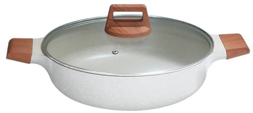 Olla sopera antiadherente de piedra medicinal, ollas grandes con tapa de vidrio, olla caliente casera, for guisos, sopas, arroz, frijoles y verduras.(32cm)