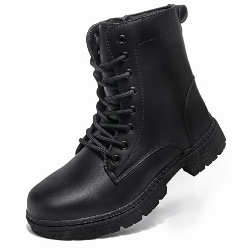 Topwolve Women's Boots Waterproof Ankle Booties Ladies Walking Boots Outdoor Side Zipper Warm Fur Lined Snow Booties,Black,4 UK