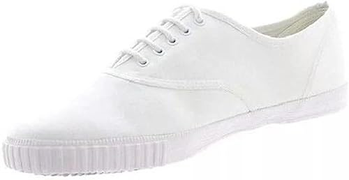 Unisex White Plimsolls Pumps – Kids Adults PE School Trainers Canvas Lace-Up Sport Gym Shoes
