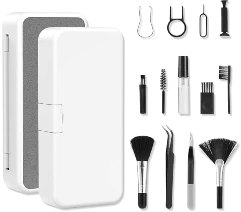 GGUFAY Kit Nettoyage Clavier 18 en 1, Kit Nettoyage pour iPhone, Kit Nettoyage Multifonctionnel Accessoires PC pour AirPods, Écouteurs, Téléphone, Ordinateur, Caméras