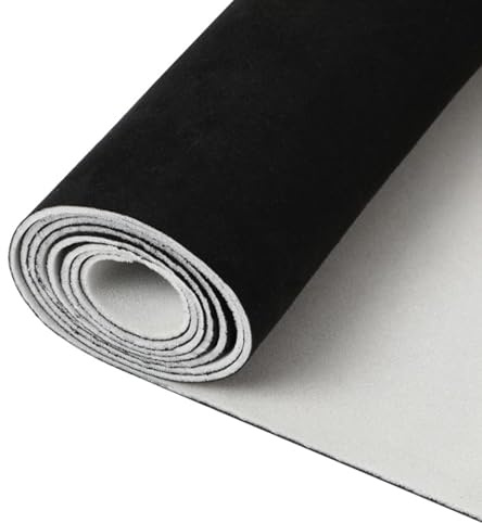 Inscrip Tela para el dosel de techo, ante con material de espuma de 4 mm, tejido de ante para coche, hogar, caravana, barco, bricolaje, reparación de repuesto (negro, 250 x 150 cm)