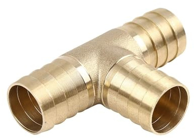 TA-VIGOR 19mm Brass T-Barb Splicer Connector, 3-Way Fuel Hose Barbed Fitting, T-Shaped Tube Splitter for Water, Fuel, Gas, Air and Oil Lines