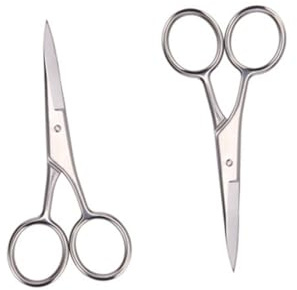 IWOWHERO Forbici per Barba e Baffi in Acciaio Inossidabile 2 Pezzi Forbici per Rifinire la Barba Uomo Lame Resistenti Antiruggine per Bar Saloni e Uso Domestico