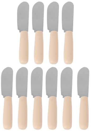 Veemoon Lot de 10 Couteaux à Beurre et Spatules à Crème en Acier Inoxydable avec Manche en Plastique, Taille Moyenne, pour Usage Domestique en Pâtisserie Cuisine Maison