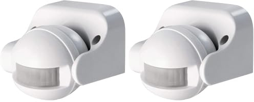 SCS Sentinel, HCN0043, Détecteur de Mouvement pour Éclairage Extérieur, Distance Détection 12 m en Champ Libre, Angle 180°, IP44, LightSensor Blanc (Lot de 2)
