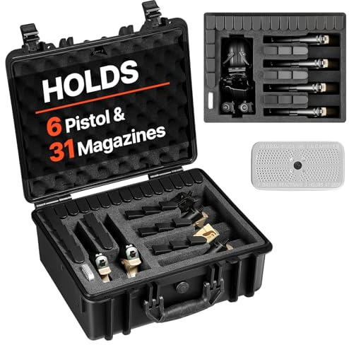 VEVOR Custodia Rigida per Pistola Protettiva con Fodera in Schiuma XPE Scatola Portapistola Impermeabile IP67 Modulo di Stoccaggio Personalizzabile, Custodia per 6 Pistole 475x415x215 mm