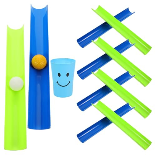 LOLIPPYY Jeu de Course D’équilibre en Plein Air Rainures U, 10 Pièces 1 Balle Dure 1 Balle de Ping-Pong 1 Gobelet, Plastique Résistant, Activités de Travail D’équipe pour Style Aléatoire
