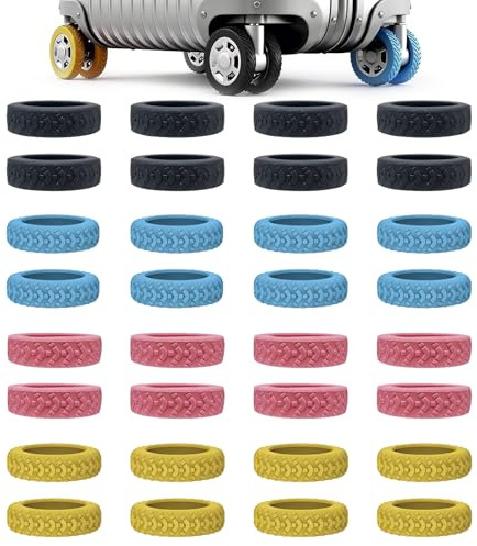 Wihozte Silicone Suitcase Wheel Covers, 32 Pcs Luggage Wheel Protector Covers for wheels is 5cm-6.5cm, Anti Scratch Luggage Wheel Protector for Suitcases Office Chairs Home Furniture