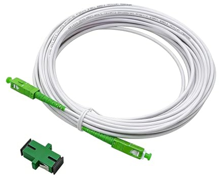 10m Network Fibre Optic Cable SC/APC- SC/APC OS2 Single Mode 3mm Patchcord | SC APC Low-Loss Connectors, Stable FTTH/Router Compatible, Armored Crush-Resistant Layer, for Indoor/Outdoor Use