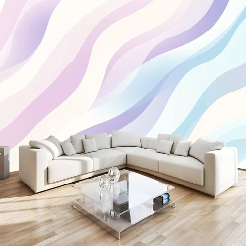 Carta da Parati Fotomurale XXL 250 x 175 cm, Poster Murale 3D in Tessuto Non Tessuto per Parete TV Corridoio e Soggiorno, Decorazione Interni di Grande Impatto Bianco Linee Moderne Morbide E Ondulate