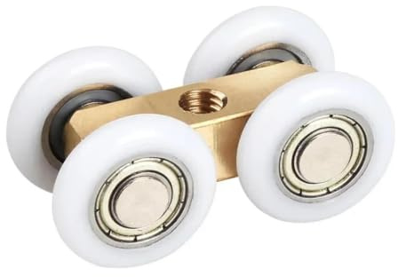 Rouleaux de porte de douche en nylon et cuivre | Porte de douche de salle de bains 4.4cm x 2.2cm: poulie en verre suspendue à quatre roues en cuivre coulissante 2 pièces