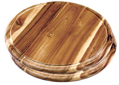 Kesper Lot de 2 assiettes à viande rondes en bois d'acacia certifié FSC, avec gouttière à jus, Ø 30 x 1,5 cm