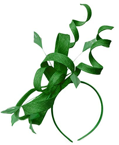 Snurrande ögla Sinamay pannband fascinator för kvinnor bröllop Ascot raser [jadegrön]