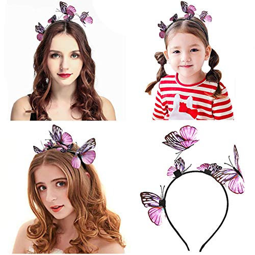 Miya Wunderschöne Schmetterling Haarreif, Kopfbedeckung, Schmetterling Stirnband, kreative Haarband für Fasching Kostüm Schmetterling Accessories Kopfschmuck, (Pink)