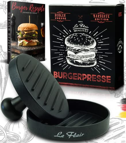 Le Flair® Aluminium burger press made of high-quality aluminium - hamburger press with storage bag - burger patty