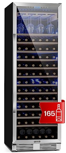 Klarstein Built-in Wine Cooler Drinks Fridge, 433L Single Zone Wine Fridges, Prosecco & Beer Bottles, Fridge with Glass Door, Indoor/Outdoor Bar & Cooler for Garden, 165 Bottles