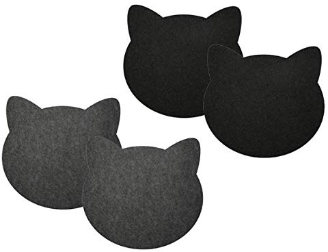 itsisa Filz Tischset Katze, 4er Set - Platzmatte Katzenkopf, Platzset, Tischmatte, Filzset