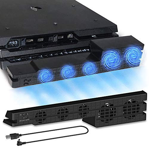 Linkhood Cooling Fan for PS4 PRO, USB External Cooler 5 Fan Turbo Temperature Control Cooling Fans for Sony PlayStation Pro Gaming Console