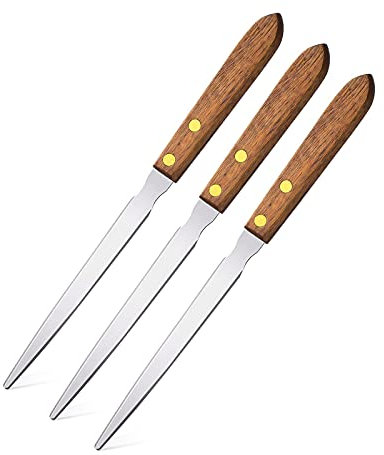 Brieföffner aus Edelstahl, leichter Brieföffner mit elegantem Holzgriff, 3 Stück