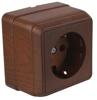 Aufputz Schuko Steckdose Holzfarben · Walnuss Imitat (Walnussfarben) · IP20 · Mutlusan · AP Serie Bron