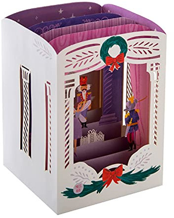Hallmark Christmas Card, The Nutcracker, Musical, Light-Up, Pop Up Christmas card, 3D Christmas Card, Paper Wonder, Pink, Purple