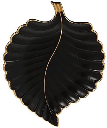 Leaf Dessert Plate Ceramic Jewelry Tray Shape Snack Serving Dish Compact Size for Party Decoration