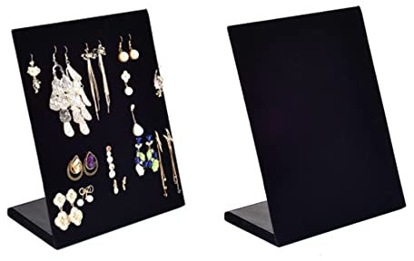 Loopunk Ohrring Halter, Set mit 2 Ohrring Aufbewahrung,Samt L-Förmiger Schmuckständer Ohrringe Aufbewahrung mit 60 Löchern für 30 Paar Ohrringe (schwarz)