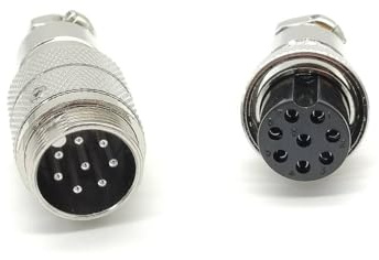Elecbee GX20 8 poli Aviation Connettore, Connettore circolare a 8 poli GX20 maschio e femmina per docking GX20 filettatura in metallo presa aeronautica, kit spina diritta, spina per aviazione