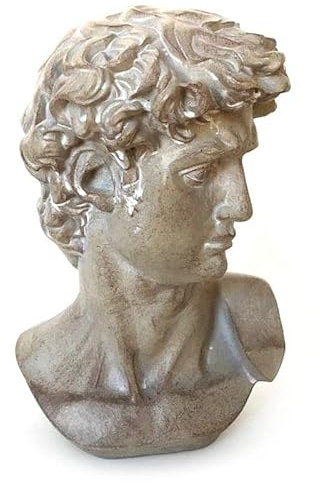 ROCKING GIFTS Figura Decorativa Busto Griego Romano David Escultura Clásica Antigua Resina Efecto Piedra 15 cm