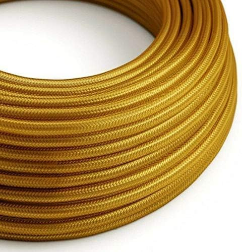 5 Meter Vintage Gold 2 Core Round Electric Cable Fabric Covered Wire Italian Braided 0.75 mm Electrical Cable Flexible Wire for Lighting Other Appliances