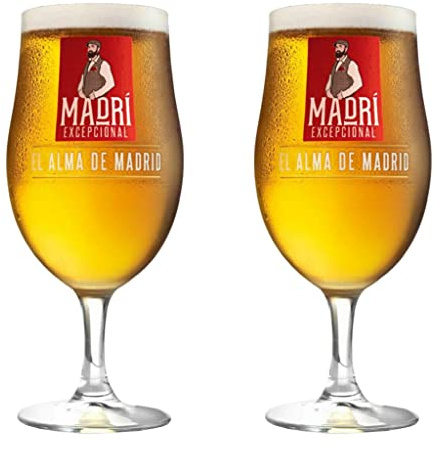 GarageBar | Madri Glass | Stemmed Chalice Beer Glass | Official Merchandise | Comes with 2X Beer Drip Mats (2, Half Pint/10oz)