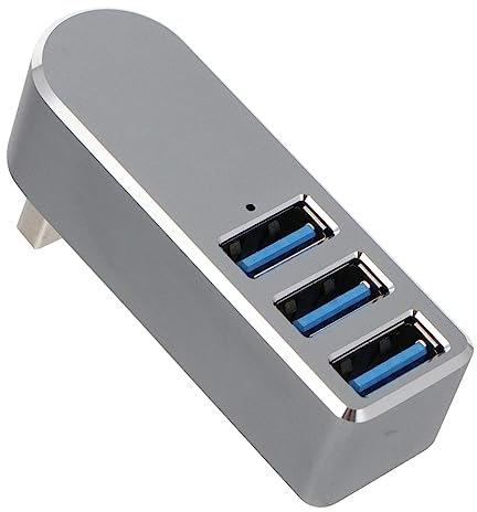 Mikikit Aluminum Alloy Hub Usb Hub Portable for Phone Laptop Desktop Ports for Usb Drive Keyboard Mouse