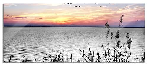 Pixxprint Glasbild Panorama, Wandbild aus Echtglas, Steg mit Ausblick auf das Meer, 100x40 cm, inkl. Aufhängung und Abstandshalter