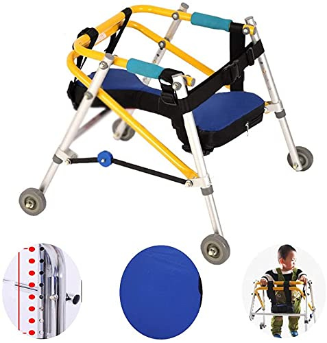 Faltbarer Gehhilfe, höhenverstellbares 4-Rad-Gehgestell mit Sitz, Rehabilitationsgehgestell für Kleinkinder, Kinder und Jugendliche mit Gehhilfe mit besonderen Bedürfnissen, 52/62 cm (62/72