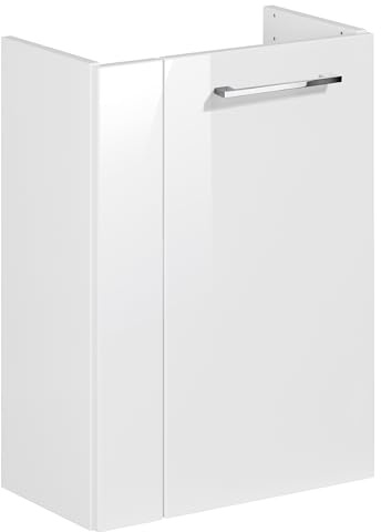FACKELMANN SCENO Waschbeckenunterschrank schmal – Unterschrank für Waschtisch im Gäste-WC (44 cm x 60 cm x 24,3 cm) – Türanschlag rechts – SBC Badezimmerschrank hängend in Weiß