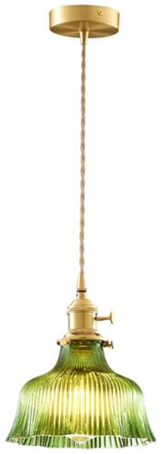 S-Cevada Vintage Hübsche Glas Pendelleuchte, Messing, E27 Lampenfassung Loft-Bar-Decken-Hängelampe, Mini-Kronleuchter für Schlafzimmer, Esszimmer, Küche (Grün, 18 cm)