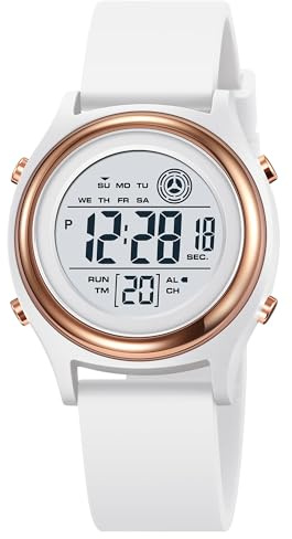 findtime Digitaluhr Damen Damenuhr Digital Armbanduhr Damen wasserdichte Uhren mit Weichem Gummiarmband und LED-Leuchtdisplay