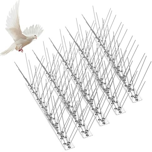 Taubenabwehr 5 Stück Vogelabwehr Spikes Edelstahl Taubenschreck 25CM Vogelschreck Tierabwehr Taubenspikes Vogel Spike Vogelschutz Abwehr für Balkone Dachgärten
