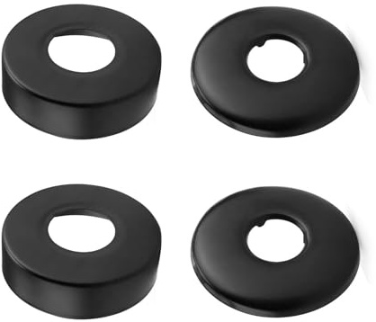 Duschrosetten Schwarz, 0XBIT 4 Stück Rohrabdeckung Edelstahl, Dusch Rosette Schwarz, Lackierte Oberfläche, für 21 mm und 25 mm Eckventile, Wasserhähne, Heizkörper