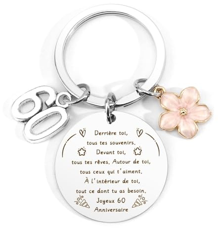 Lerdrtuin Cadeau Femme 60 Ans Cadeau 60 Ans Femme Anniversaire Porte Clef Cadeaux Anniversaire Porte Clef Cadeaux Anniversaire