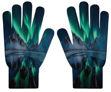 MLSOWM natürliche Landschaft Handschuhe Winter Winterhandschuhe Gestrickte Strickhandschuhe Winddicht Aurora-Schneeberg Fausthandschuhe Fäustlinge Winterhandschuhe Frauen für Radfahren Skifahren