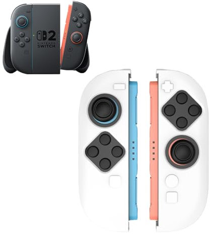 TEHAOUU Custodia in silicone per controller Nintendo Switch 2, antiscivolo, antigraffio, lavabile, antipolvere, accessorio per console (bianco)