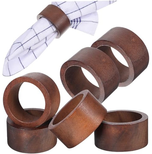COLLBATH 6stücke Serviettenringe Aus Holz Serviettenringe Für Stoffservietten Runde Serviettenhalter Für Esstisch Dekorative Halter Für Zuhause Und Party