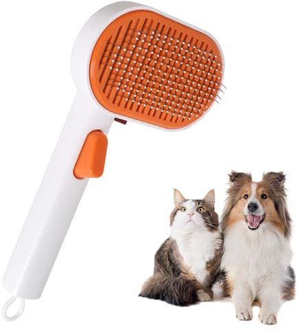 Katzenbürste für Langhaar und Kurzhaar, Selbstreinigende Katzenhaarbürste,Katzenbürste Mit Auslöseknopf,für Loses Fell und Matten,Katze und Hund